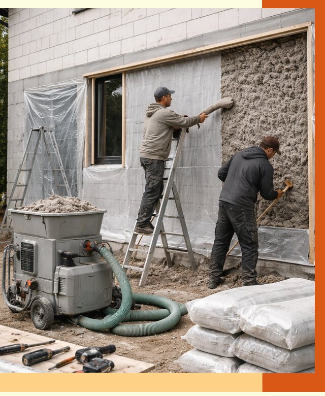 Утепление дома из газобетона эковатой в Сергиеве Посаде от 4605 руб./м2 | ТепломастерСгп