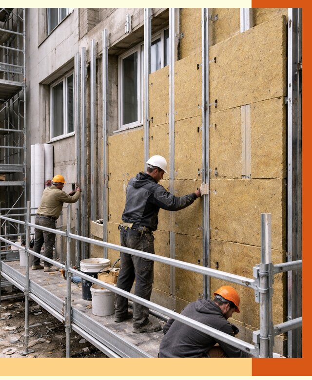 Утепление вентилируемого фасада в Сергиеве Посаде от 5731 руб/м2 — монтаж и утепление вентфасад | ТепломастерСгп